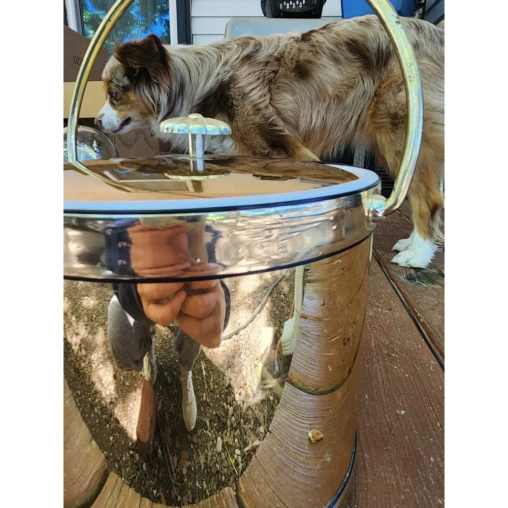Vintage Hollywood Regency MCM Gold Ice Bucket 1970s‎ Kraftware Made In USA